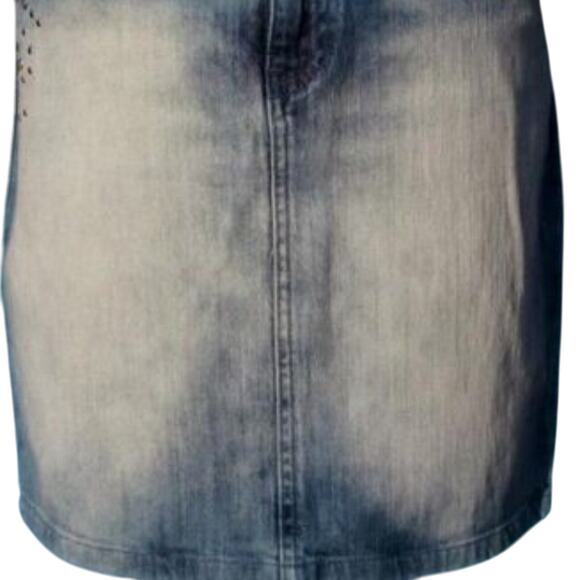 Cache Denim Rhinestone Metal Stud Skirt Slight Distress Stretch New $98 NWT - Picture 6 of 6